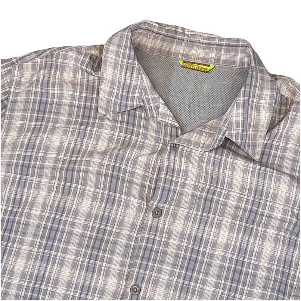 Koppen Nylon Outdoor Shirt Mens‎ M L Blue Plaid Vented Short Sleeve Gorp Core